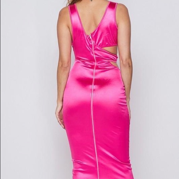 💖 VALENTINE’S 💖 Silky Spandex Cut-Out Birthday Sexy Midi Dress (B) - Picture 6 of 8